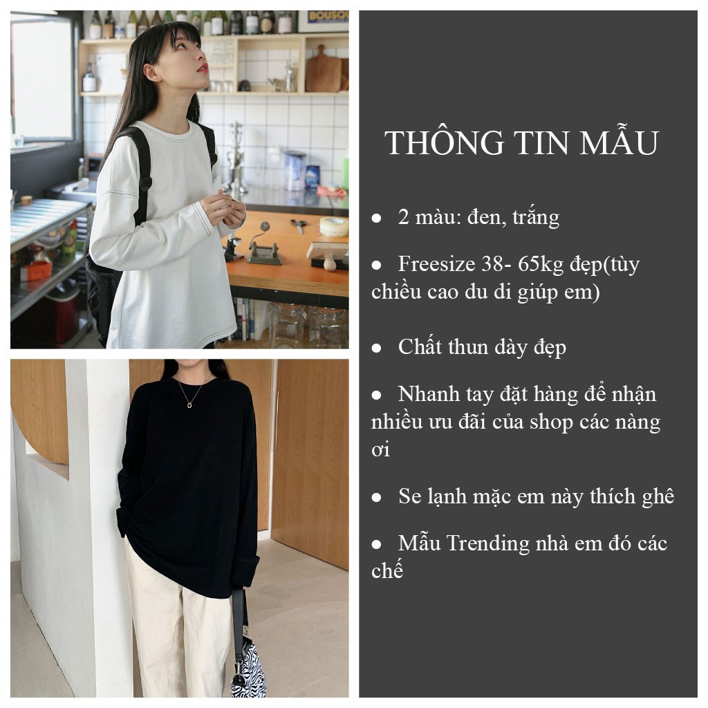 Áo thun form rộng cổ tròn áo thun nữ chỉ nổi Hàn Quốc_VIETSTAR