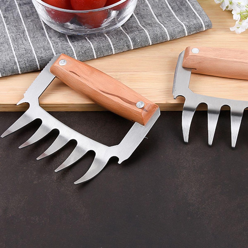 Dụng Cụ Cắt Thịt Bằng Thép Không Gỉ Với Tay Cầm Bằng Gỗ Đa Năng Tiện Dụng