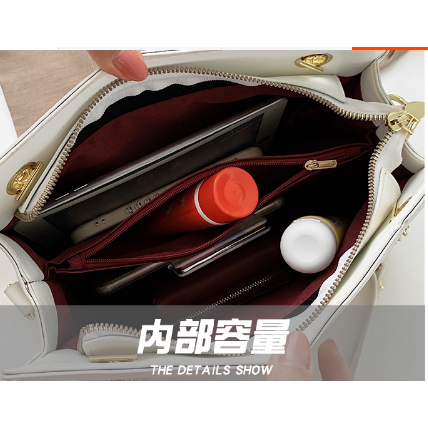 D238 Túi xách thời trang phối dây xích khóa cài ngang sang chảnh