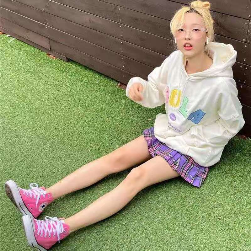 Áo hoodie dáng rộng in chữ thời trang phong cách Hàn năng động trẻ trung cho phái nữ