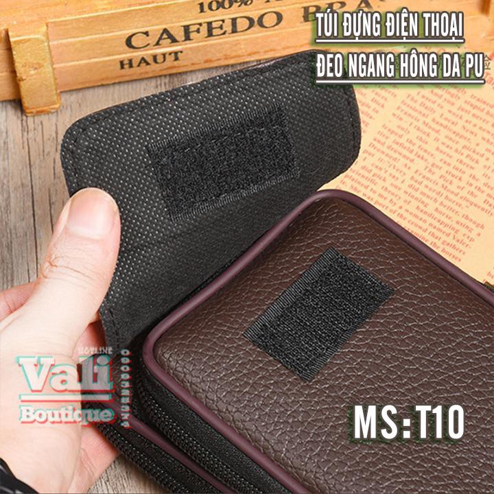 Túi đựng điện thoại da PU đeo ngang hông kiểu dọc T10 nắp gập 2 ngăn - Túi đeo thắt lưng giả da PU kiểu dọc - nâu, đen | BigBuy360 - bigbuy360.vn
