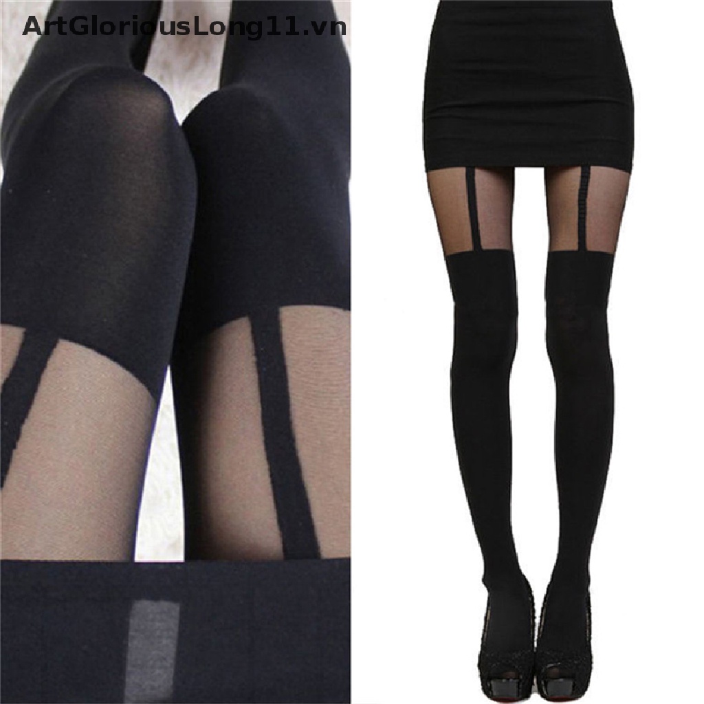 【ArtGloriousLong】 Fashion Women Girls Temptation Sheer Mock Suspender Tights Pantyhose Stockings .