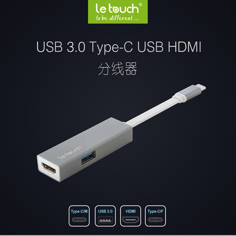 [Hàng Chính Hãng] Cáp Chuyển Đổi Cổng LE TOUCH USB 3.0 TYPE-C HDMI Hub with Power Delivery
