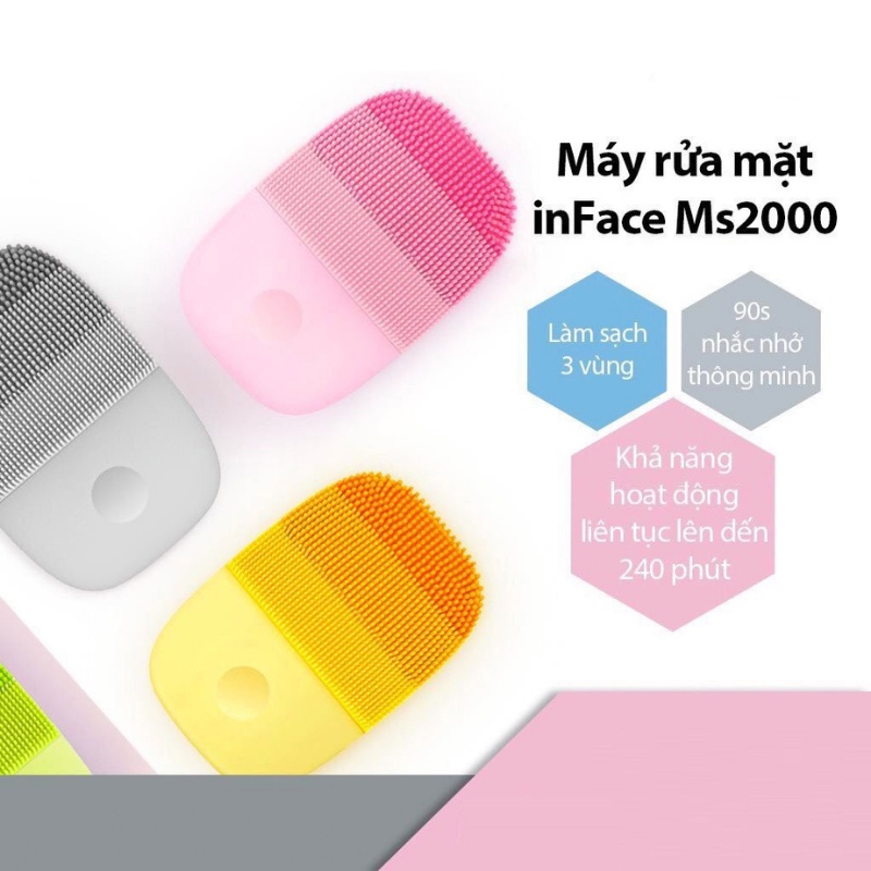 Máy rửa mặt sóng âm mini Xiaomi inFace MS-2000, rửa sạch sâu da mặt, thông thoáng lỗ chân lông- BẢO HÀNH 12 THÁNG