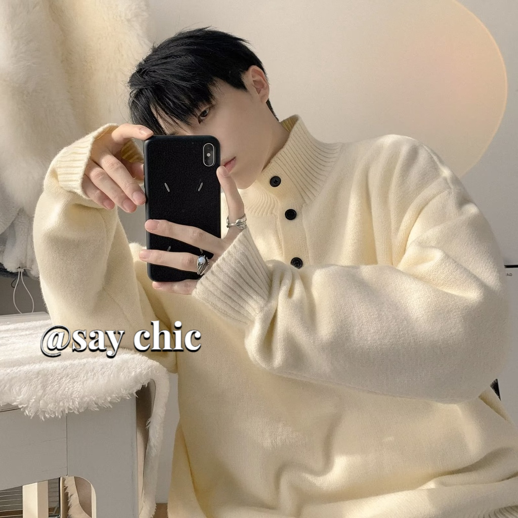 Áo Len Tay Dài Cổ Đứng Thời Trang Cho Nam