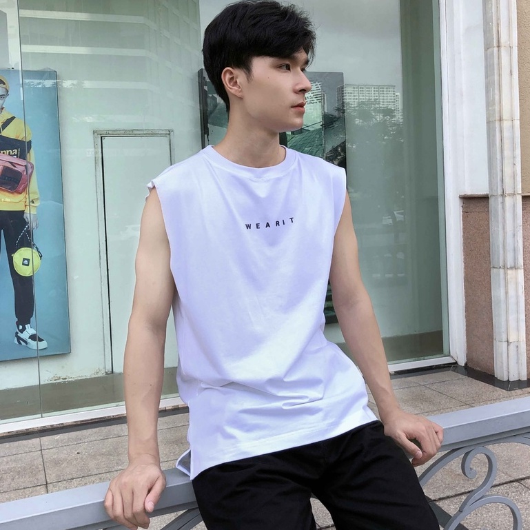 Áo tanktop WEARIT thun ba lỗ cotton co dãn 4 chiều, kiểu dáng thoáng mát unisex nam nữ