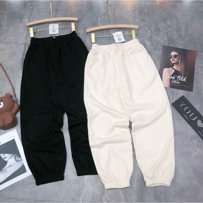 Quần vải  baggy nhung tăm siêu ấm - ảnh thật shop chụp