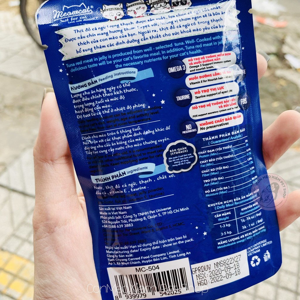 Pate cho mèo jelly Meowcat 70g 9 vị, thức ăn ướt tăng cân tiêu búi lông đẹp lông cho mèo con lớn nhỏ Con Mèo Xiêm