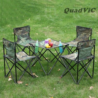 Bộ bàn ghế xếp gọn du lịch dã ngoại rằn ri Bộ 1 gàn 4 ghế QUADVIC.COM N00152