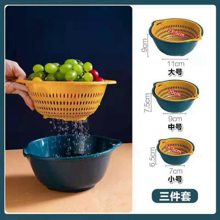 Combo 6 Món Rổ Nhựa Ráo Nước , Rổ Rửa Rau Củ Hai Lớp Cao Cấp | BigBuy360 - bigbuy360.vn