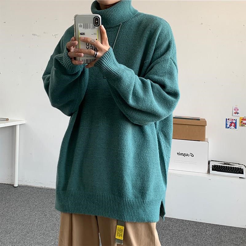 Áo sweater cổ lọ dáng rộng nhiều màu sắc tùy chọn phong cách Hàn Quốc thời trang thu đông dành cho nam