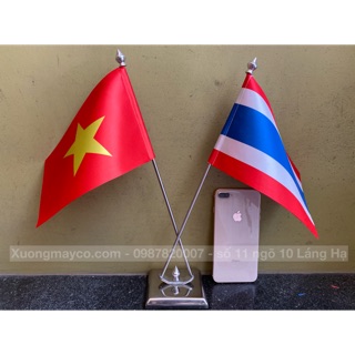 Cờ để bàn Việt Nam - Thái Lan đế đôi inox