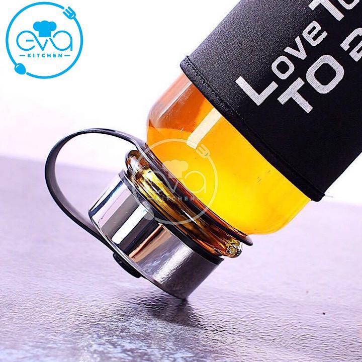 Bình Đựng Nước Thuỷ Tinh Love To Drink 1000ml Tặng Kèm Vỏ Bọc Vải Neoprene