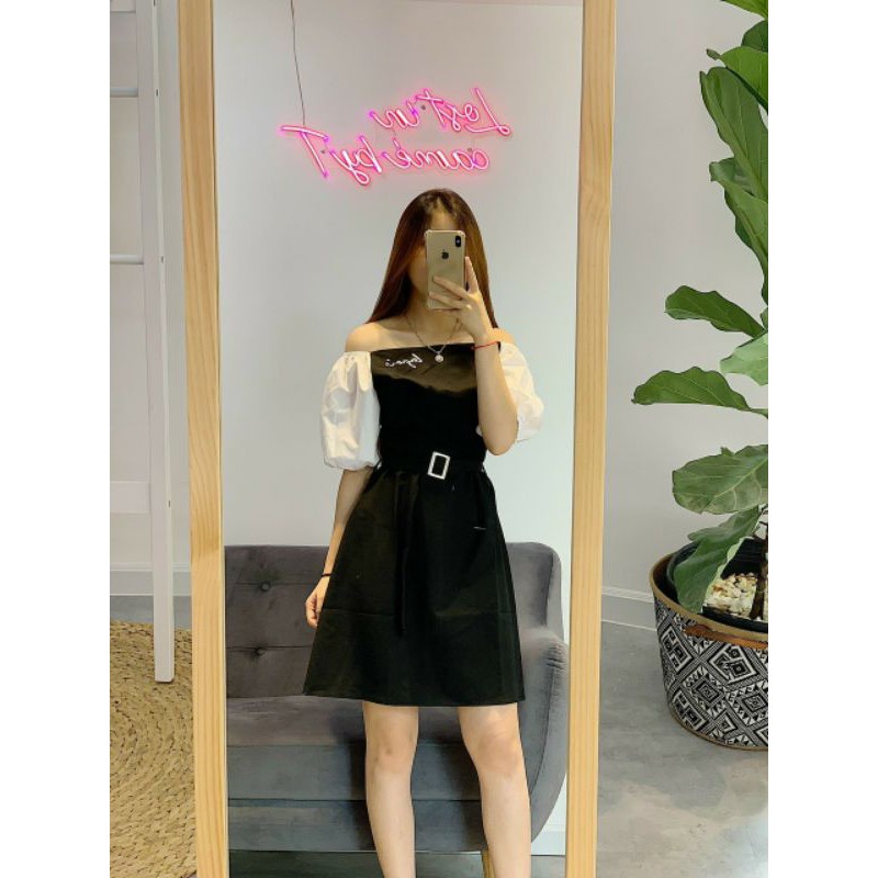 ĐẦM ĐEN PHỐI TAY BỒNG