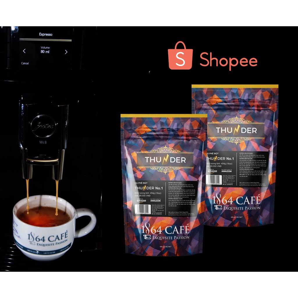 Combo 02 Bao Cà Phê Rang Xay Thunder No.1 Trọng lượng 454g - 1864 CAFÉ