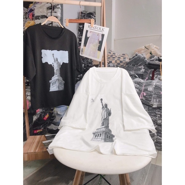 Áo thun tay lỡ tượng nữ thần tự do TC6