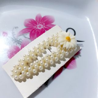 Kẹp tóc đính hạt đính hoa cúc Hàn Quốc