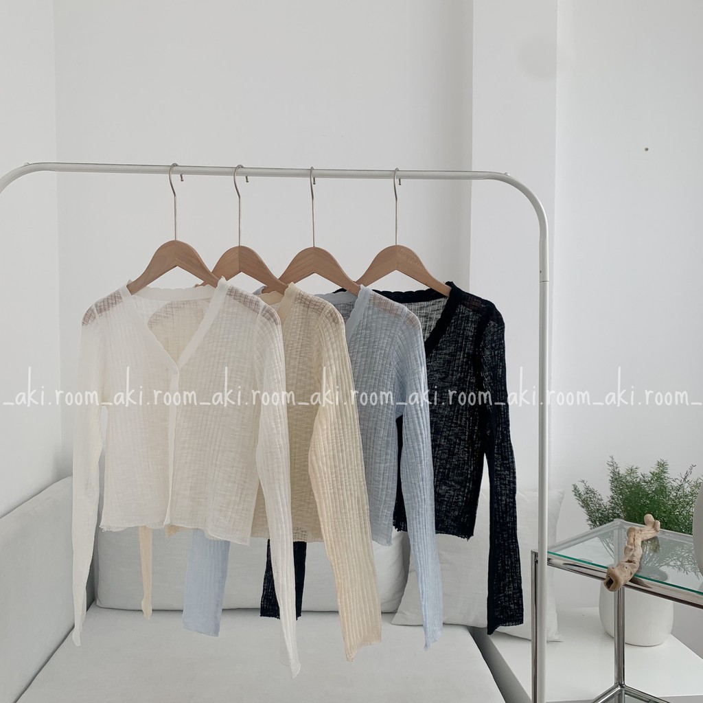 Áo cardigan mỏng một khuy cổ V