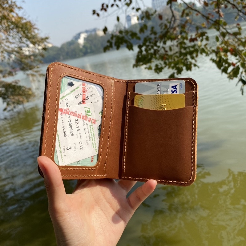 [DA THẬT] Ví Nam/ Nữ Da Bò Mini Có ngăn ảnh TEE LEATHER