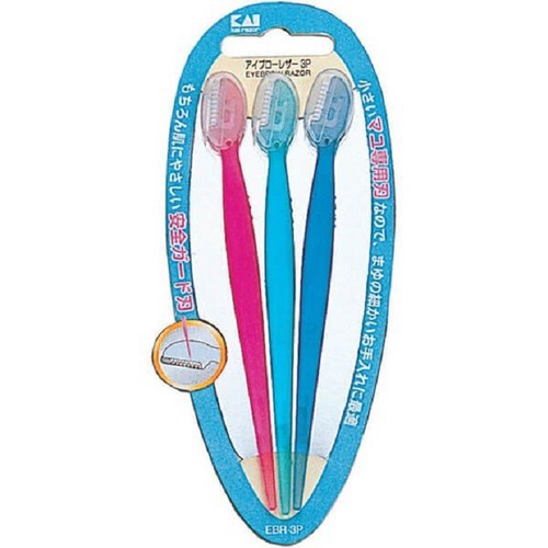 [Hỏa tốc HCM] Combo nước nhỏ mắt Rohto 40ml và set 3 dao cạo lông mày cán dài KAI nhỏ gọn Nội địa Nhật Bản