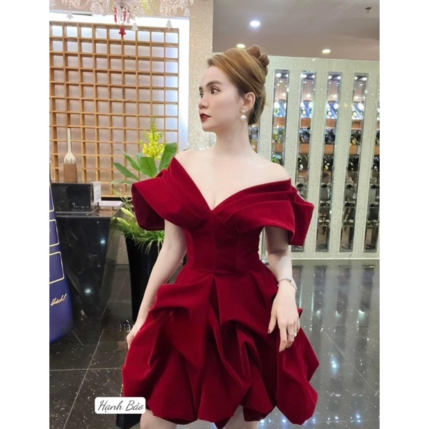 Đầm váy nhung rớt vai