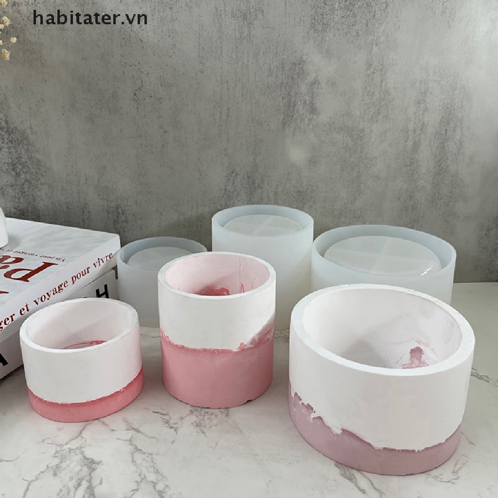 Khuôn Silicone Đổ Xi Măng Làm Chậu Cây Hình Tròn Tiện Dụng