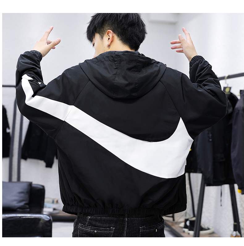Áo khoác thể thao Nika với thiết kế tương phản đen trắng dành cho nam và nữ | BigBuy360 - bigbuy360.vn