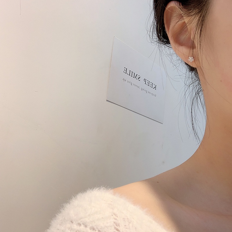 1 Đôi bông tai mạ bạc S925 hình hoa hồng đơn giản không gây dị ứng cho nữ