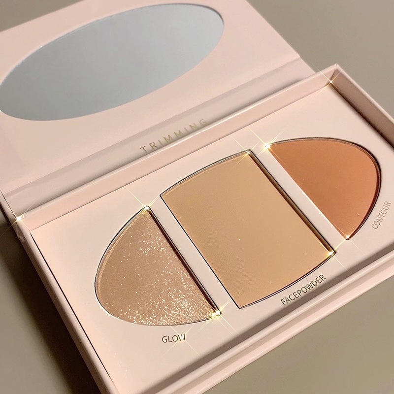 Bảng phấn mắt kèm tạo khổi MAFFICK da beo dài 4 ô tone nâu có hightlight bắt sáng