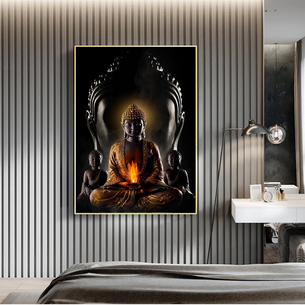 Tranh canvas treo tường trang trí hình tượng phật cho phòng khách