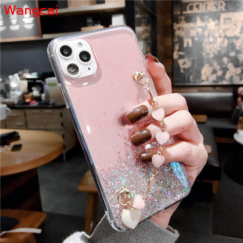 Xiaomi Redmi K30 K20 Pro Note 8T 8 7 Pro 8A 7A 6A 6 Case Epoxy Loving Heart Bracelet Glitter Bling Cute Clear Transparent Soft Case Cover