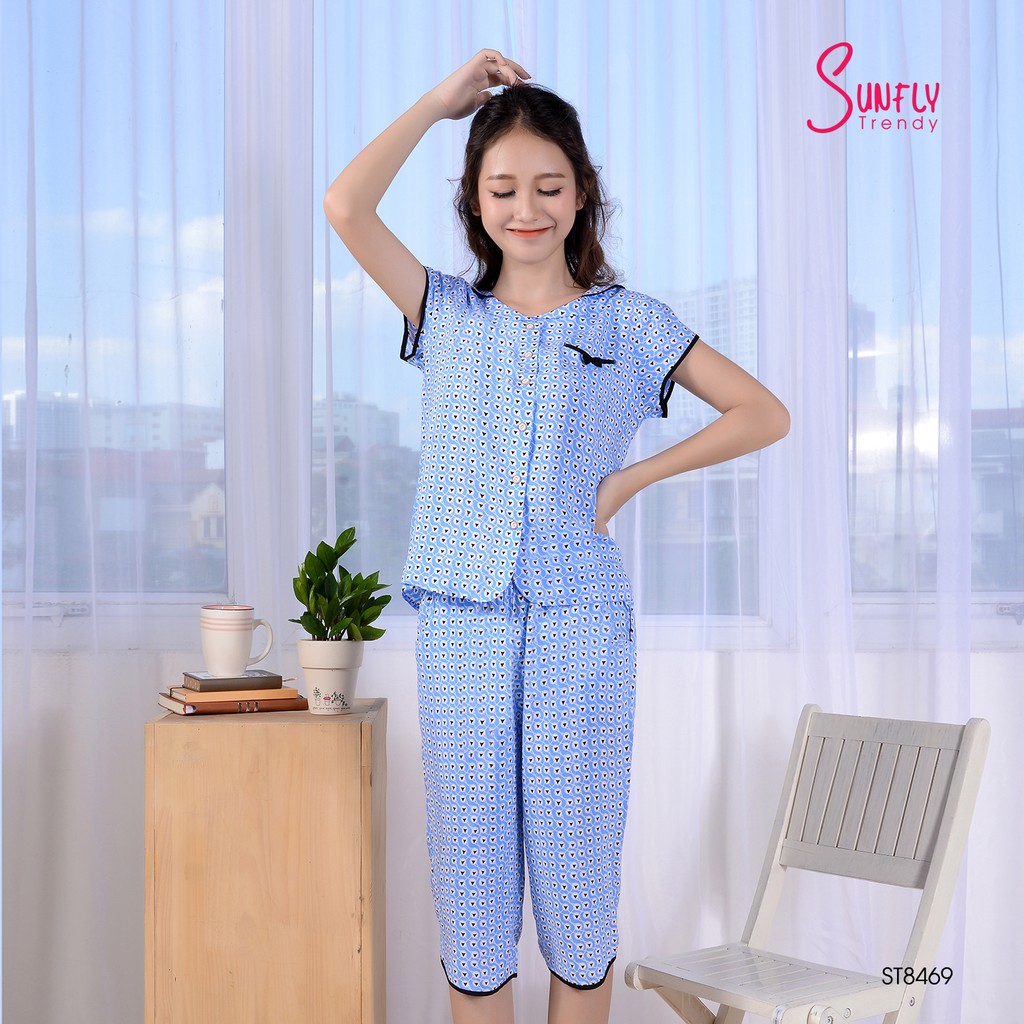 [Mã WABRWA8 giảm 15% đơn 99k] Bộ đồ lanh mặc nhà SUNFLY xuân hè ST8469