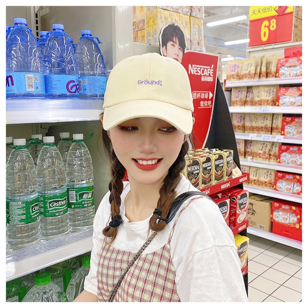 Mũ lưỡi trai thêu chữ Ground nhiêu màu đa dạng nam nữ phong cách Uzllang Unisex