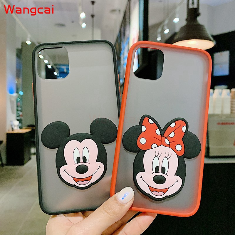 OPPO A8 A31 A91 A9 A5 2020 F11 Pro A7 A5S A5 A3S Phone Case Mickey Minnie Cartoon Cute Clear Transparent Soft Contrast Color Frame Matte Hard PC Case Cover