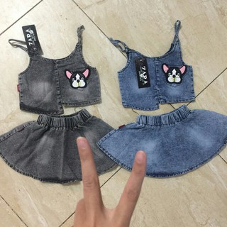 Set váy jean họa tiết cún (lẻ sz 12-14kg)