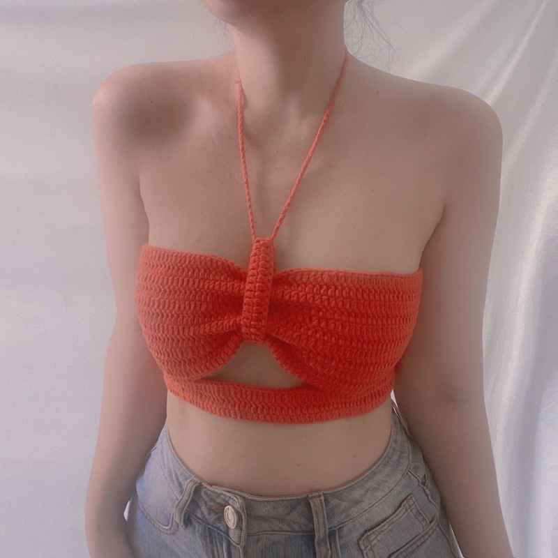 Áo croptop khoét ngực Kimie top handmade crochet