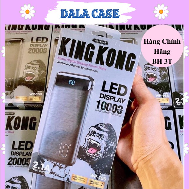 [Bảo Hành 3 Tháng]Sạc Dự Phòng Chính Hãng KingKong WK WP-166 Dung Lượng 10000, 2 Cổng Sạc, Hiển Thị Phần Trăm Pin