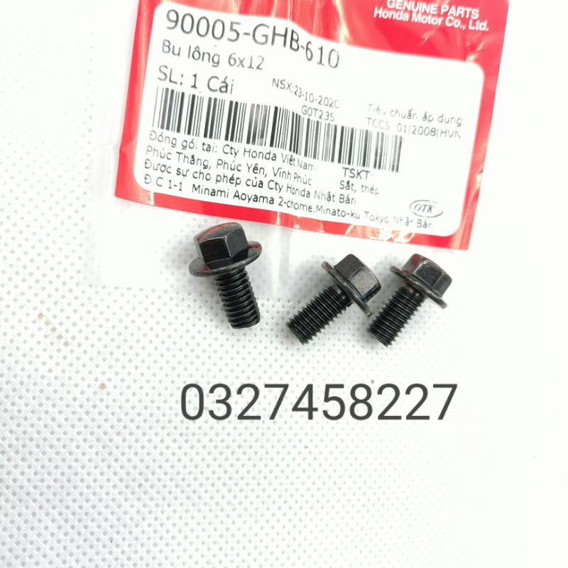 3 ốc bắt nắp nhựa nồi xe WAVE , FUTURE 2, NEO, X....zin. bu lông 6x12
