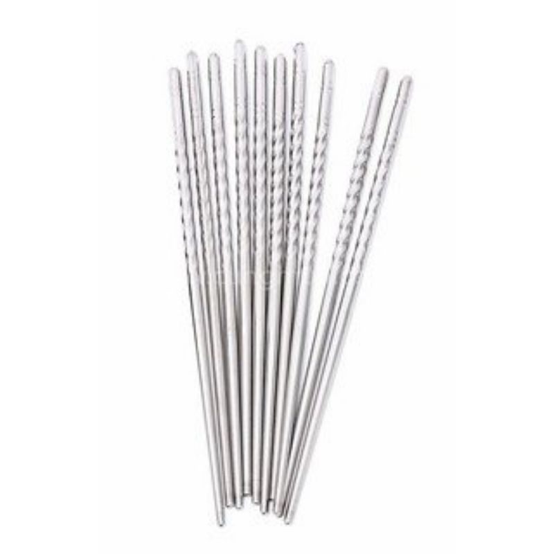 Bộ đũa inox xoắn, trơn 5 đôi an toàn, sang trọng, lịch sự xuất khẩu Hàn Quốc