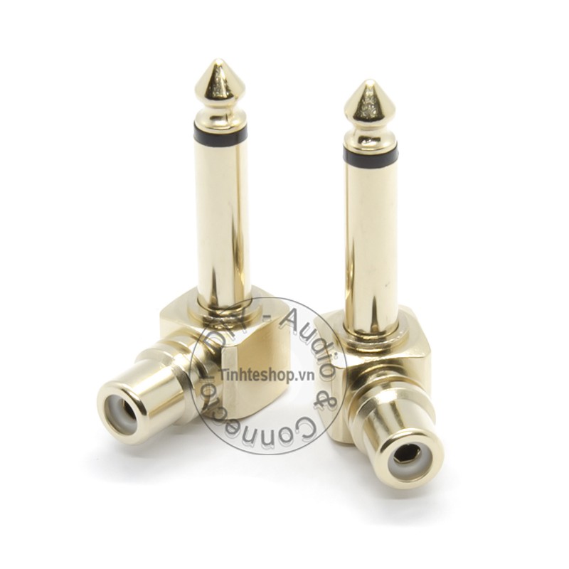 2 chiếc - Rắc chuyển 6.5mm đực sang AV cái - Đầu chuyển đổi âm thanh AV sang 6,5mm bẻ góc mạ vàng 24K 5U