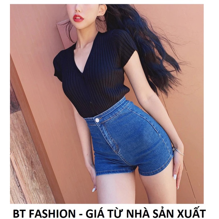 Quần Đùi Sọt Nữ Kaki & Jean Coton Co Dãn Lưng Cao Thời Trang - BT Fashion  SO03