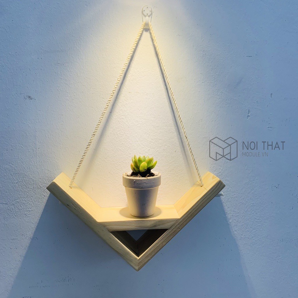 Combo Kệ tam giác decor treo tường, đựng hoa trang trí treo tường gỗ thông tự nhiên giá tại xưởng