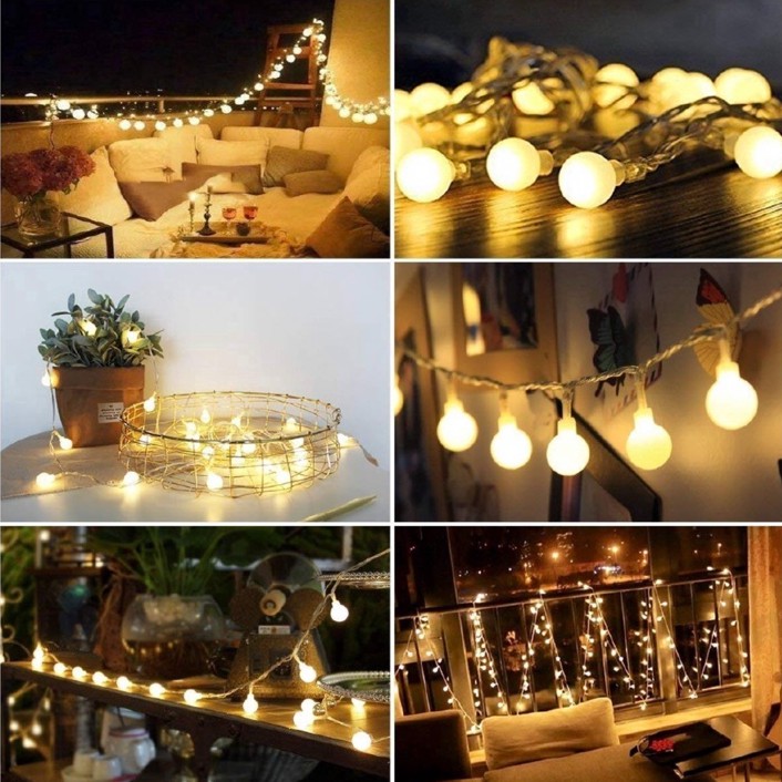 Dây đèn led bi tròn bóng nhỏ 1cm  dùng điện trang trí phòng ngủ cực xinh