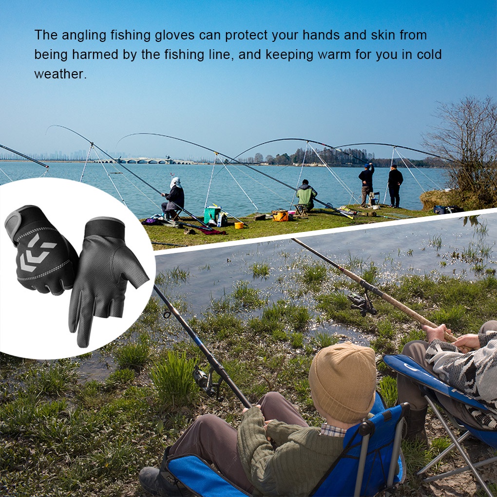 [Global] Fishing Gloves Ice Silk Adults Angling Mittens Non-slip Portable Sports Gloves for Outdoor