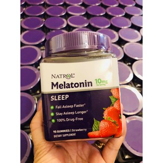 Kẹo dẻo hỗ trợ giấc ngủ ngon Natrol Melatonin 5-10mg Sleep Gummies (hương dâu) 90v - 140v - 180v