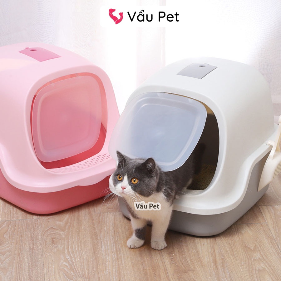 Nhà Vệ Sinh Cho Mèo Có Nắp Siêu Dễ Thương (Tặng Kèm Xẻng)