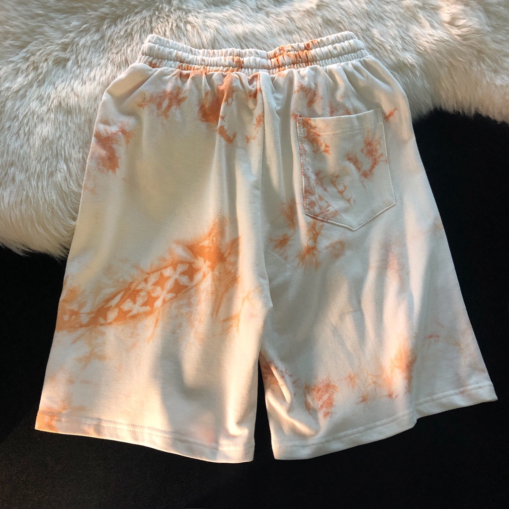 New Harajuku style tie-dye loose wild couple shorts men and women summer casual straight sports five-point pants pants