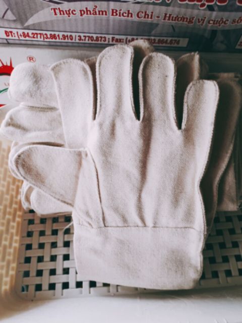 Găng tay lao động vải Kaki