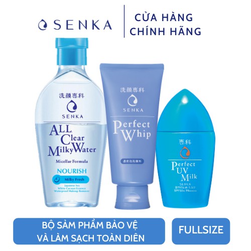 Bộ sản phẩm bảo vệ&làm sạch toàn diện Senka(sữa chống nắng UV Milk+nước tẩy trang Milky Water+sửa rửa mặt Whip) | BigBuy360 - bigbuy360.vn