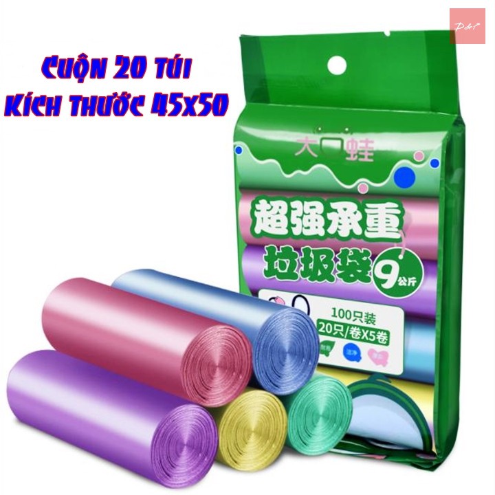 Bộ 5 cuộn túi đựng rác tự phân hủy, thân thiện môi trường - 1 cuộn x 20 túi